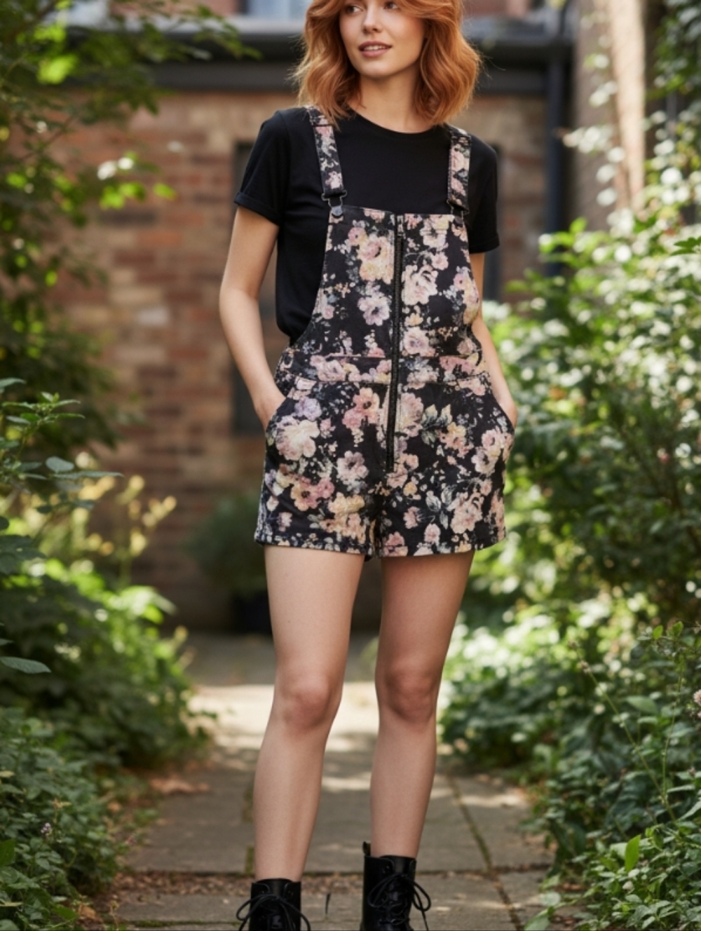 Wild Fable Jumpsuit Shorts Rose Print